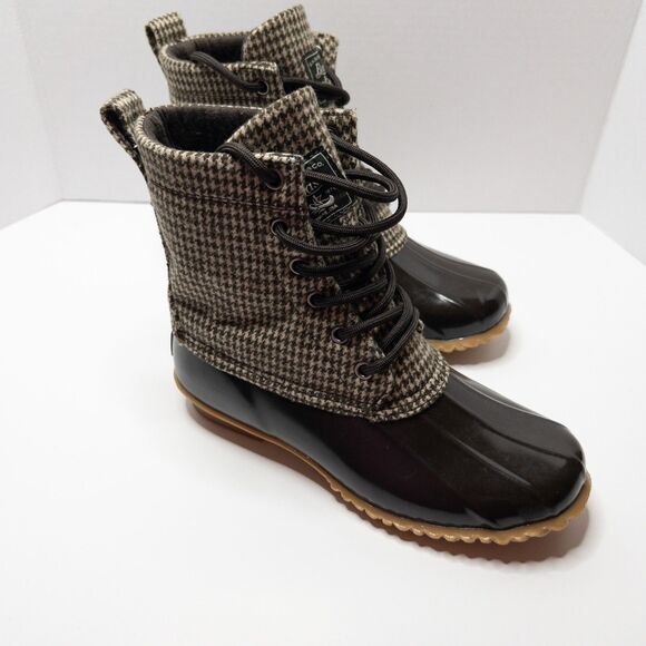 G.H. Bass Duck Boots Women’s 6 Houndstooth Waterproof Winter Rain Snow Boot - Picture 11 of 16